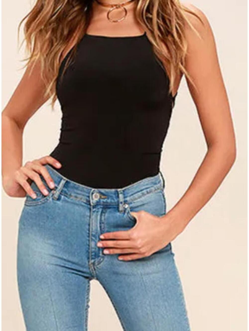 LULUS black lace up bodysuit sz L NWT